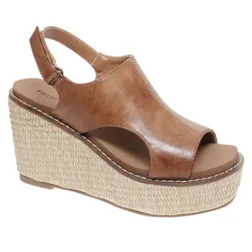 Pierre Dumas Flynn Tan Leather Wedges