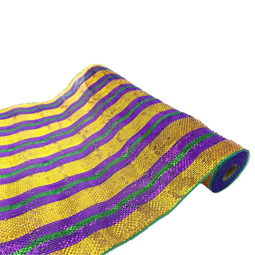 21"X 10yds Bold Stripe Mardi Gras Mesh (Each)