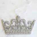 Kate Crown Ornament Silver/Pearl 7x3.5