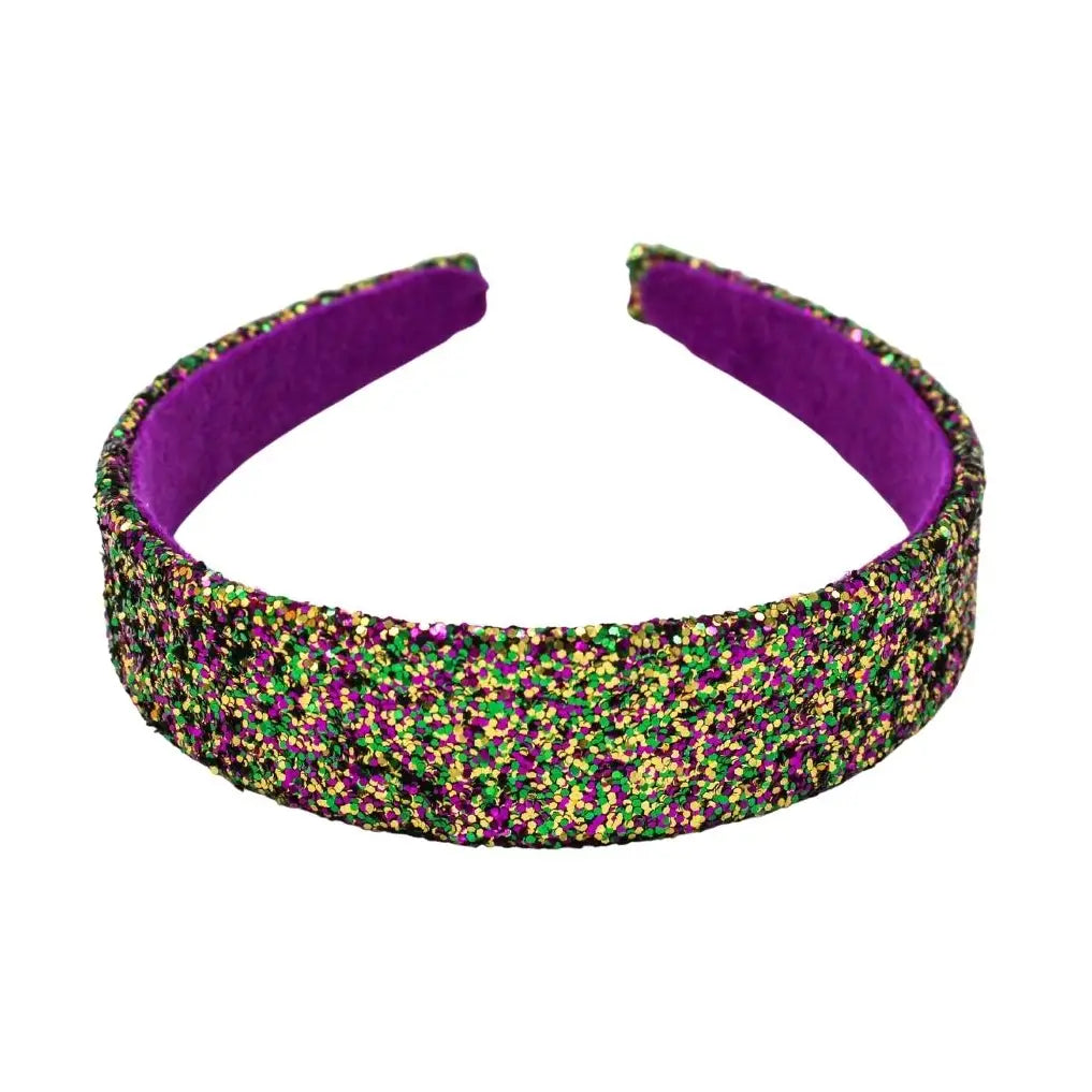 Purple, Green, and Gold Mardi Gras Glitter Headband (Each)
