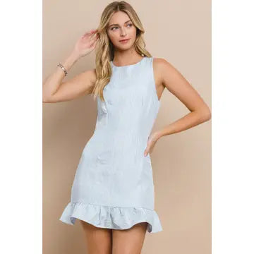 TCEC- Textured Shift Dress (Baby Blue)