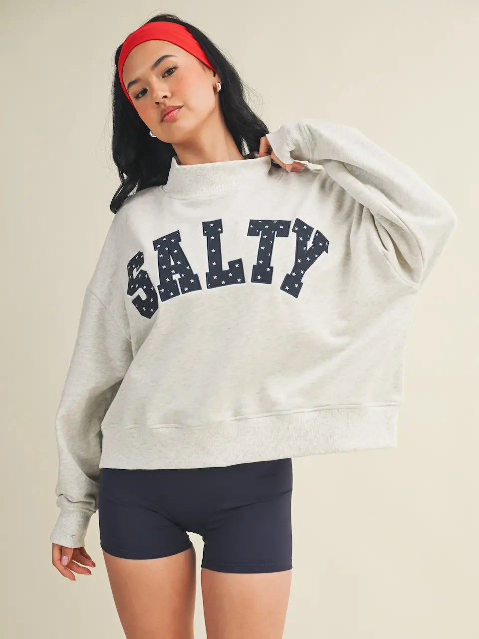 Salty Stars Oversized Mock Neck Sweatshirt