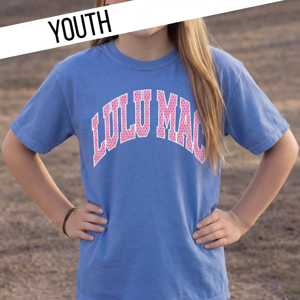 Youth Polka Dot Flo Blue Youth Comfort Colors Tee
