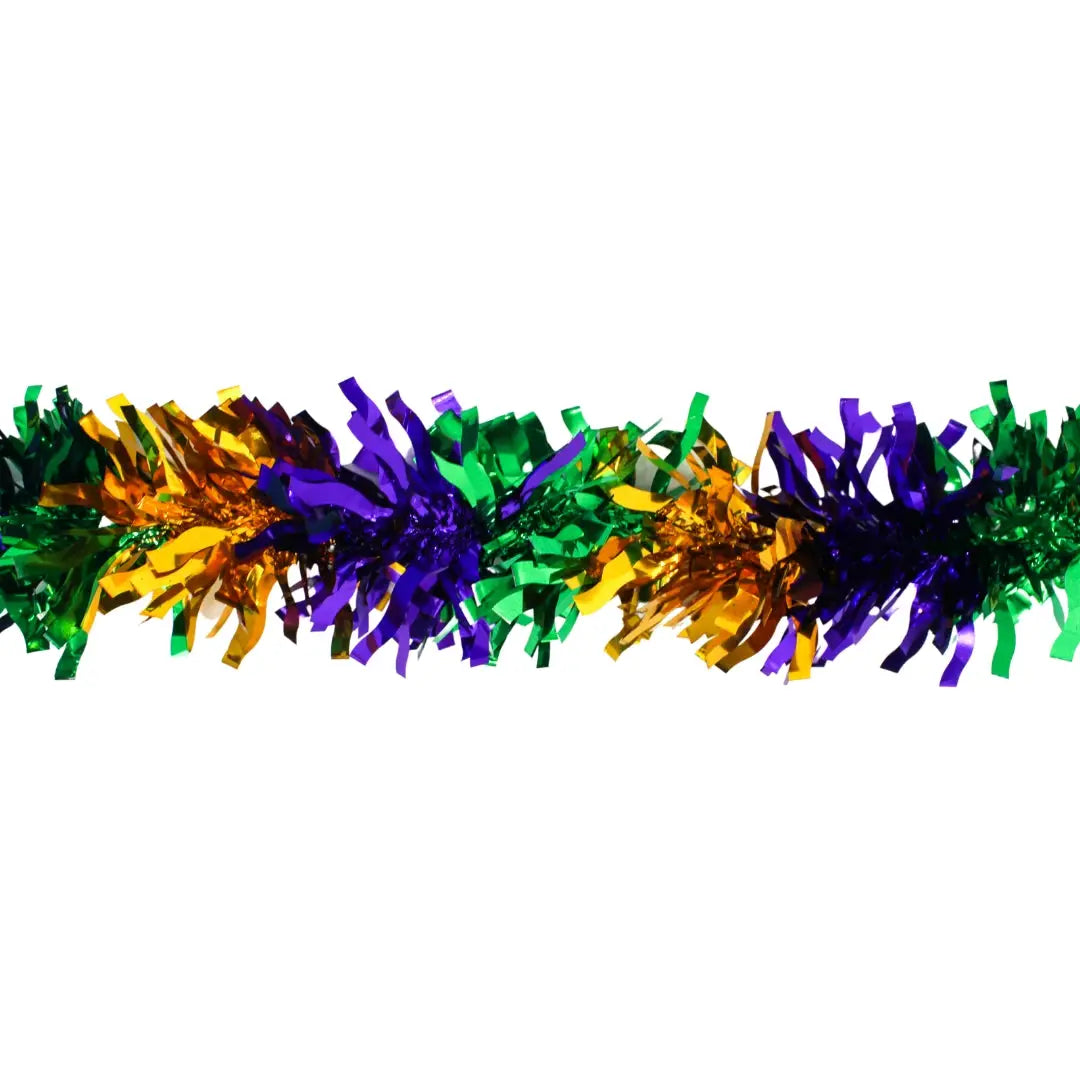 Purple, Green, and Gold Mardi Gras Garland - 6.5 Feet Long (Each)