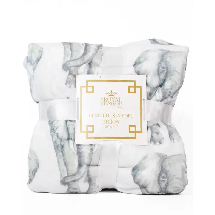 The Royal Standard- Elephant Stomp Throw Grey/White