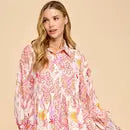 TCEC- Abstract Print Button Down Shirt Dress