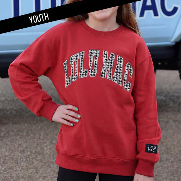 Youth Crimson Houndstooth Sweatshirt