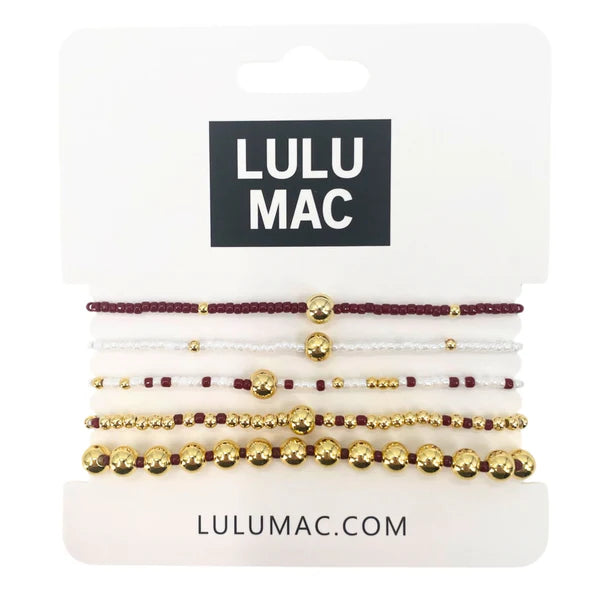 Lulu Mac Crimson and White Bracelet Stack