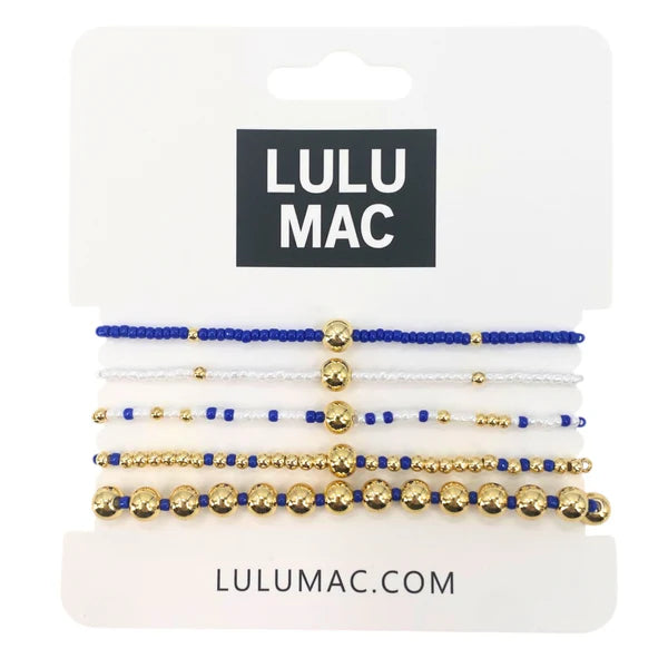 Lulu Mac Royal and White Bracelet Stack
