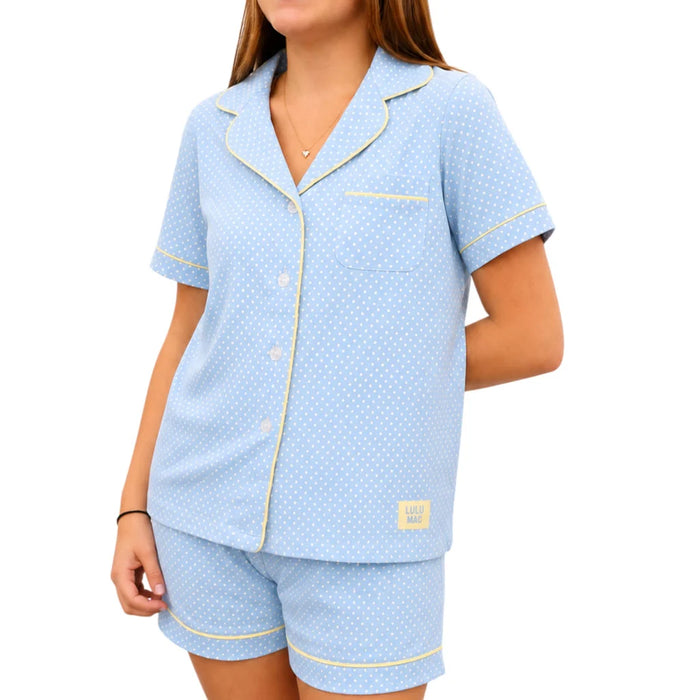 Lulu Mac Blue/Butter Polka Dot PJ Set