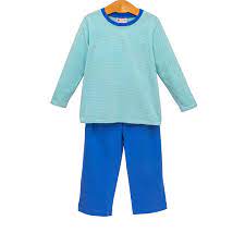 Jellybean by Smock Candy- Thomas Pants Set- Mint & Colbat