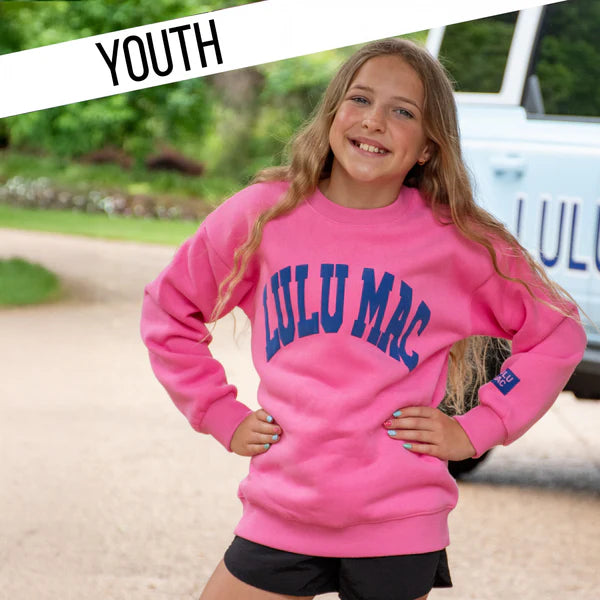 Youth Pink with Royal Puff Sweatshirt