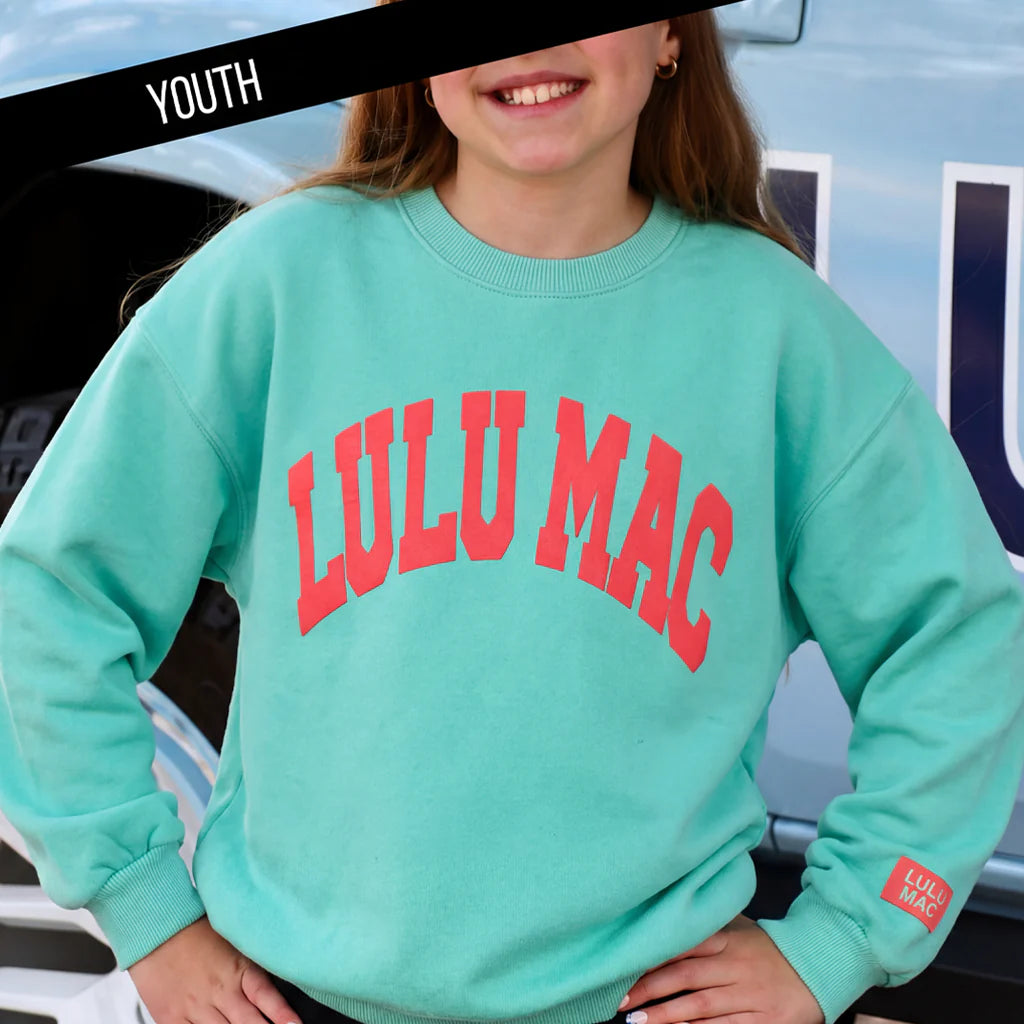 Youth Mint with Coral Puff Sweatshirt