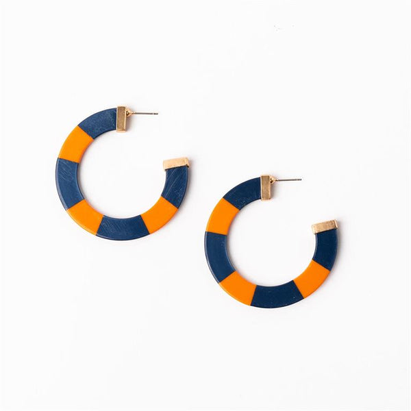 Michelle McDowell- Navy & Orange Large Earrings