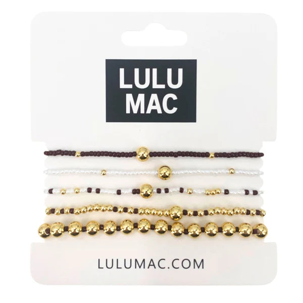 Lulu Mac Marron and White Bracelet Stack