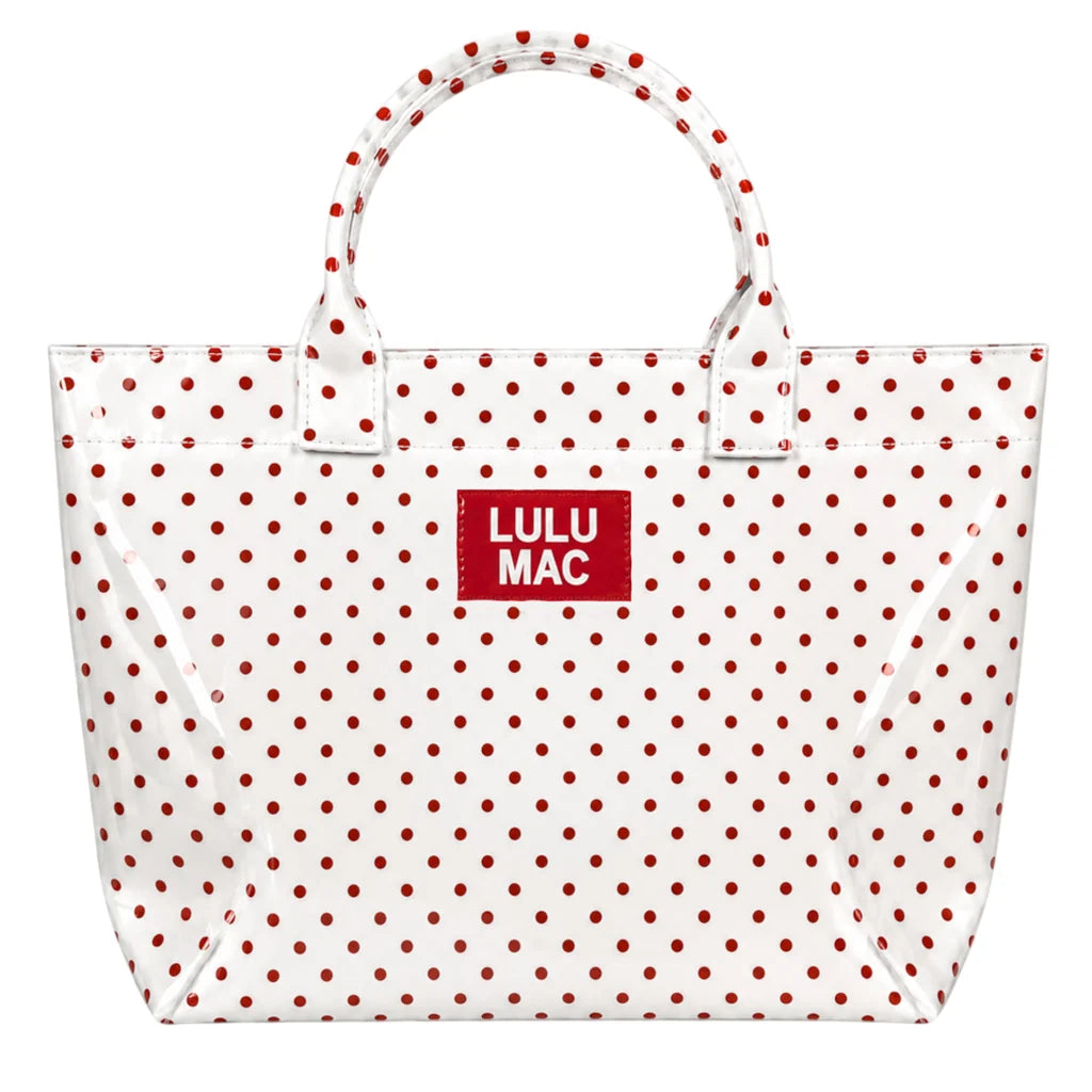 Lulu Mac White with Red Polka Dots Vinyl Tote