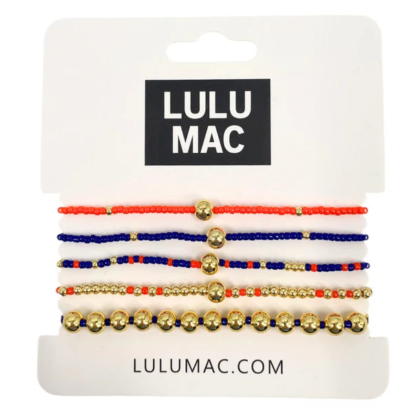 Lulu Mac Orange and Navy Bracelet Stack