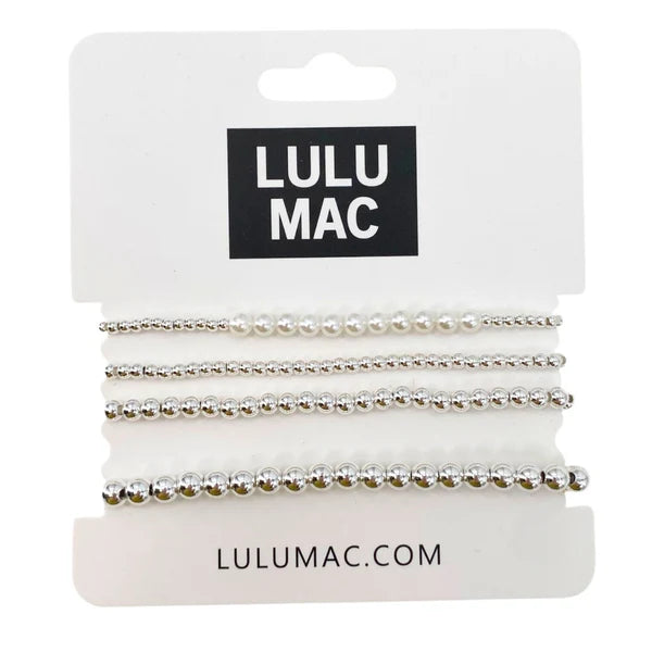 Lulu Mac Silver with Pearl Bracelet Stack