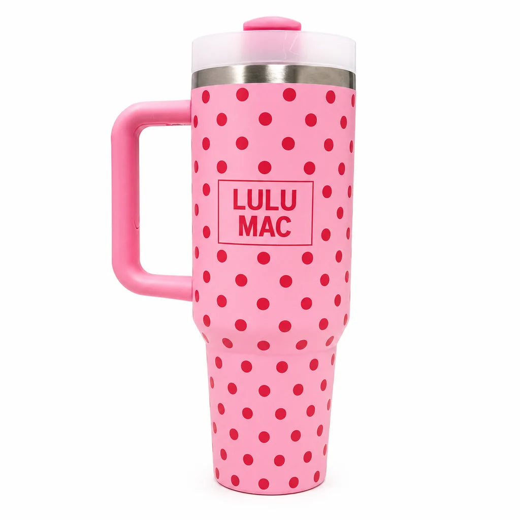 Lulu Mac Pink/ Hot Pink Dot Tumbler