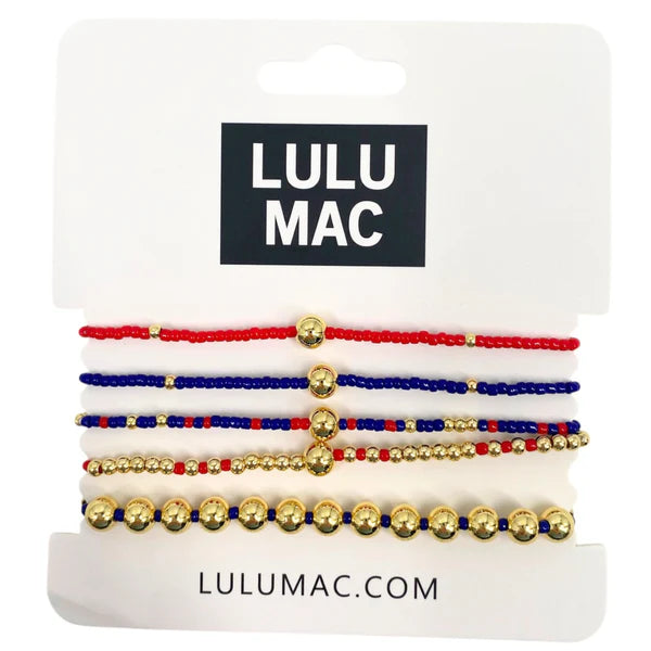 Lulu Mac Red and Navy Bracelet Stack