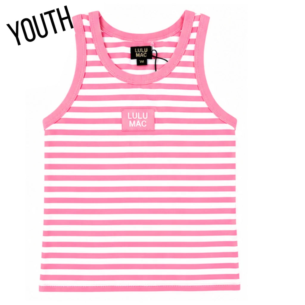 Lulu Mac Patch Youth Tank Stripe Pink
