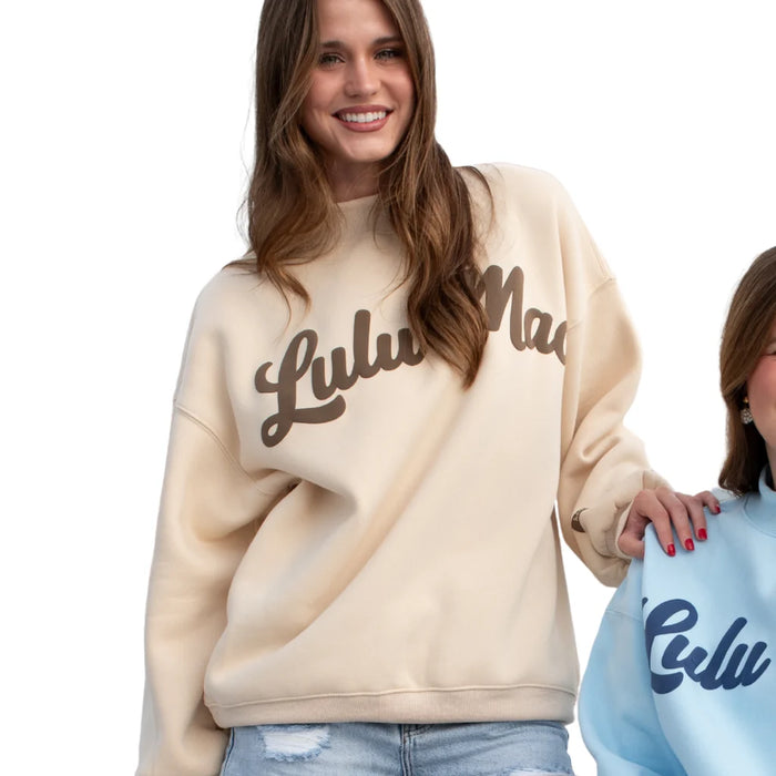 Cream Sweatshirt Brown Script