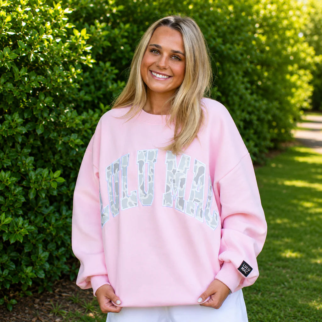 Light Pink W/ Camo Text Sweatshirt