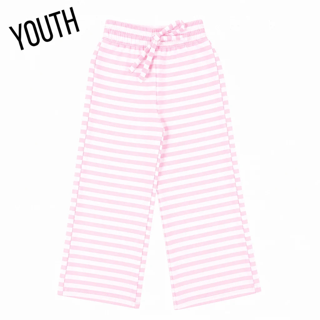Stripe Mono Tag Patch Youth Pant Light Pink