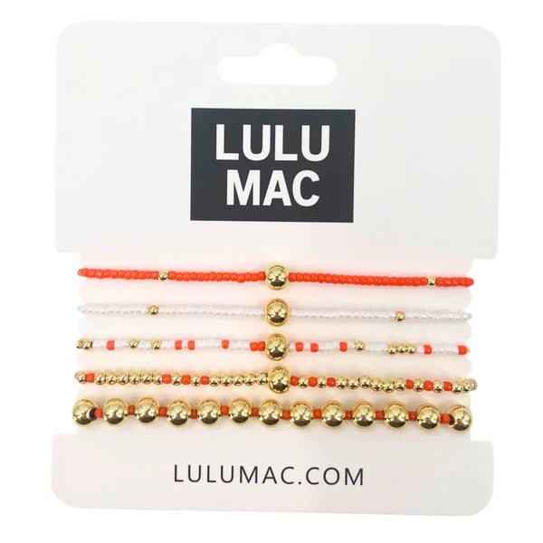 Lulu Mac Orange and White Bracelet Stack