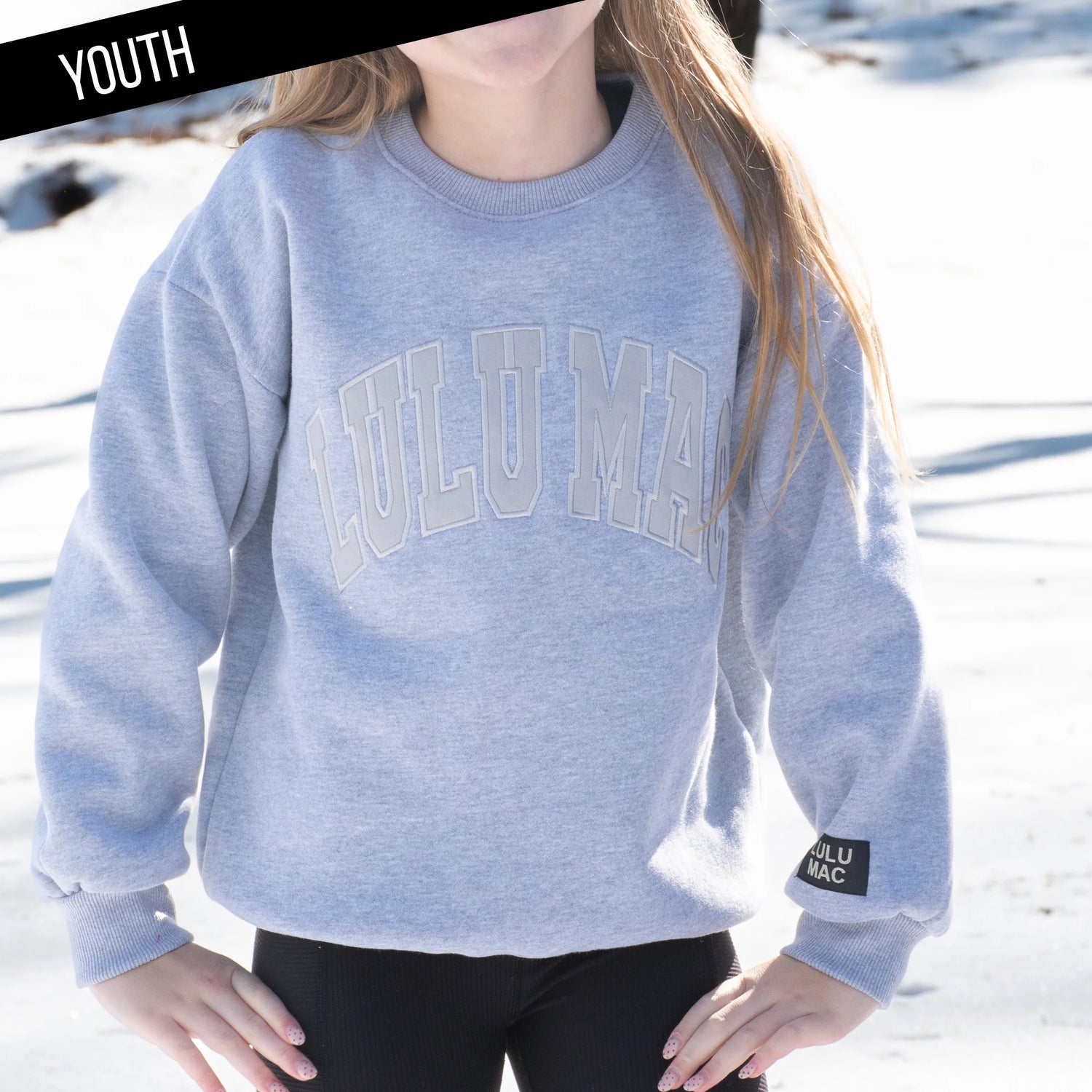 Lulu Mac Youth Sweatshirt Grey with Grey Text