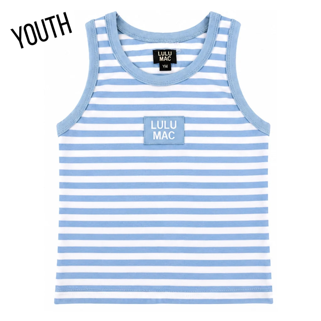 Lulu Mac Patch Youth Tank Stripe Light Blue