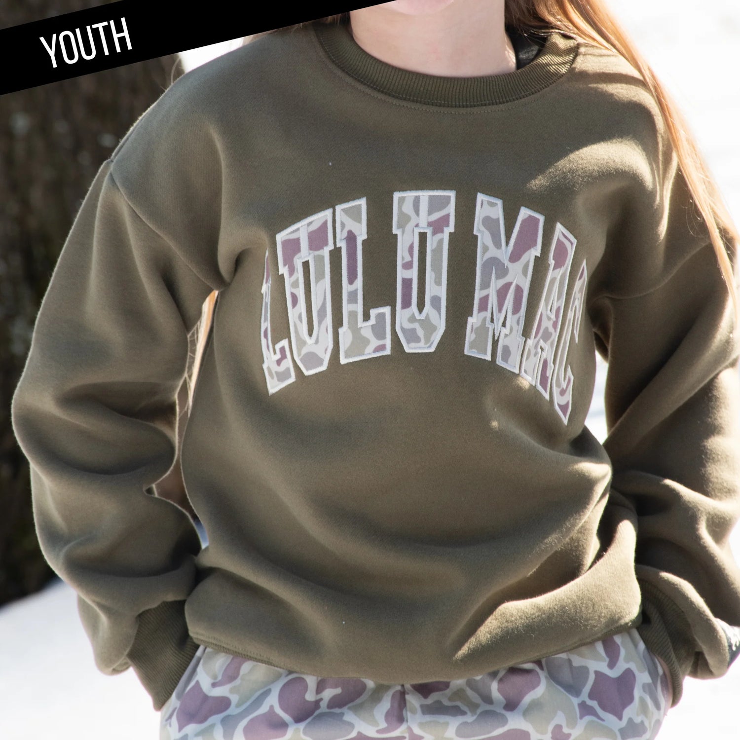 Lulu Mac Youth Green Camo Sweatshirt