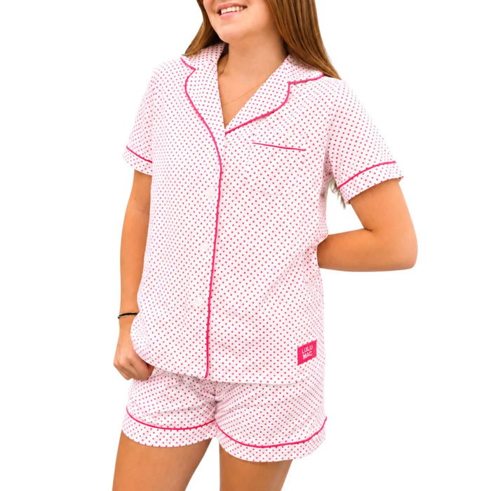 Lulu Mac White/Pink Polka Dot PJ Set