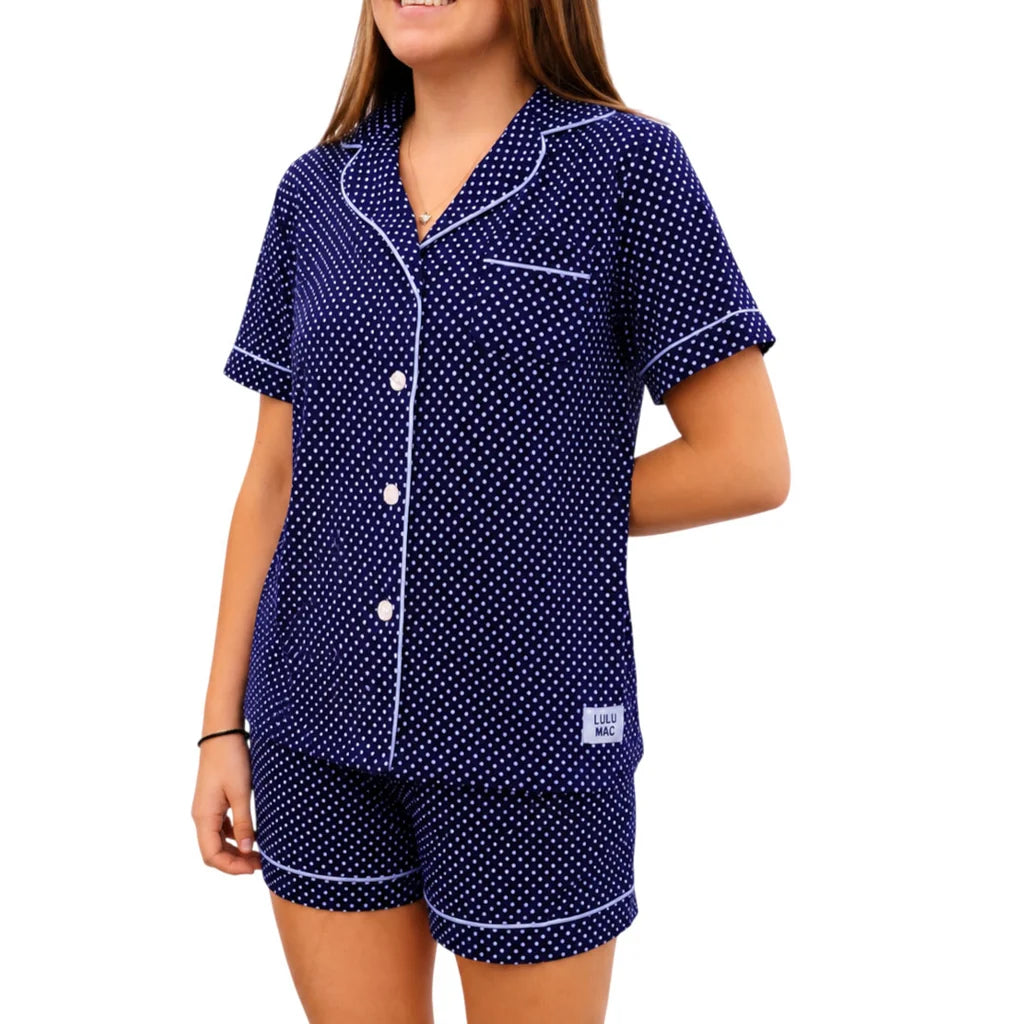 Lulu Mac Navy/Blue Polka Dot PJ Set