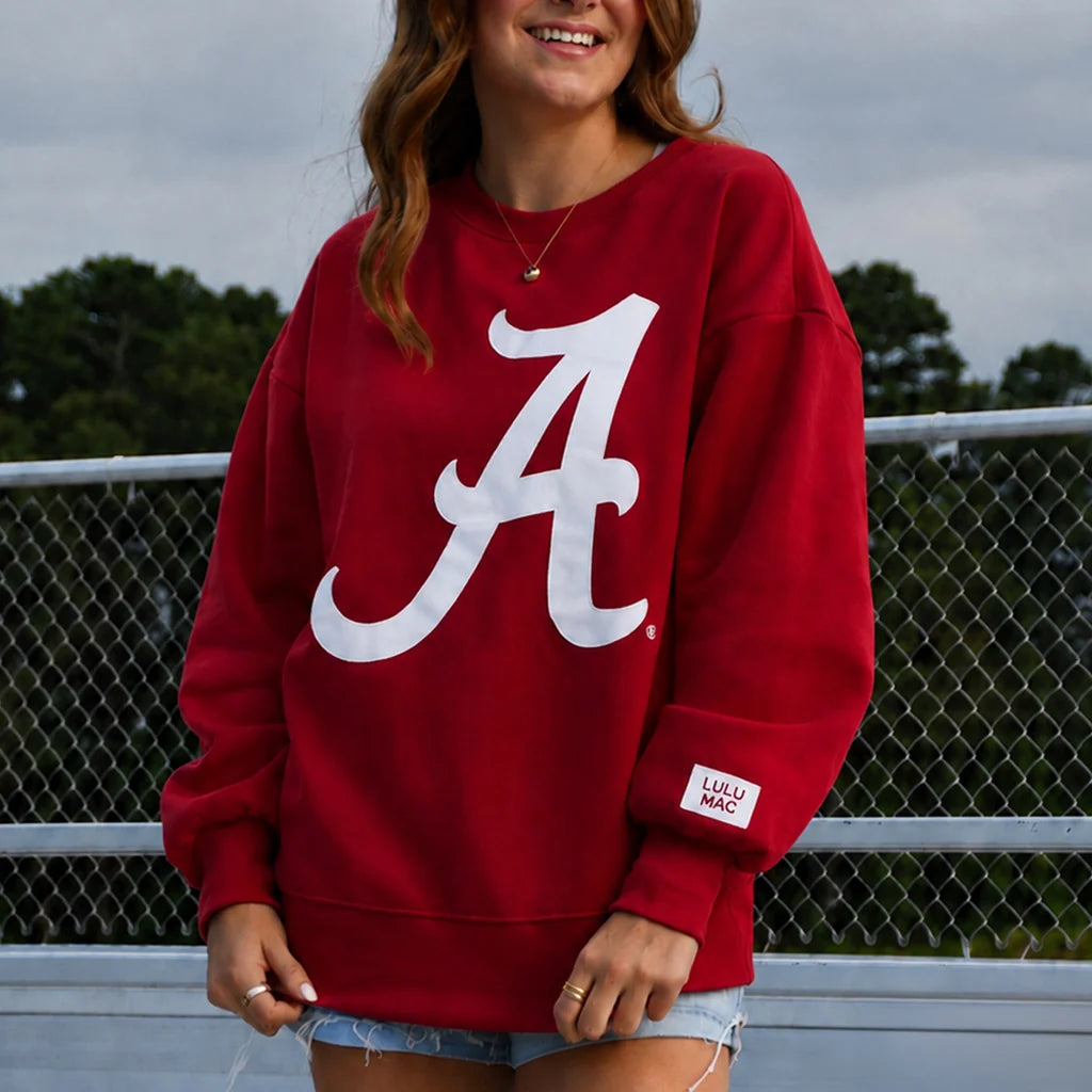 "A" Puff Lulu Mac Sweatshirt Crimson