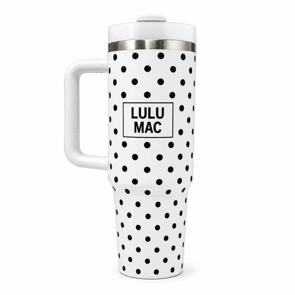 Lulu Mac White/Black Dot Tumbler