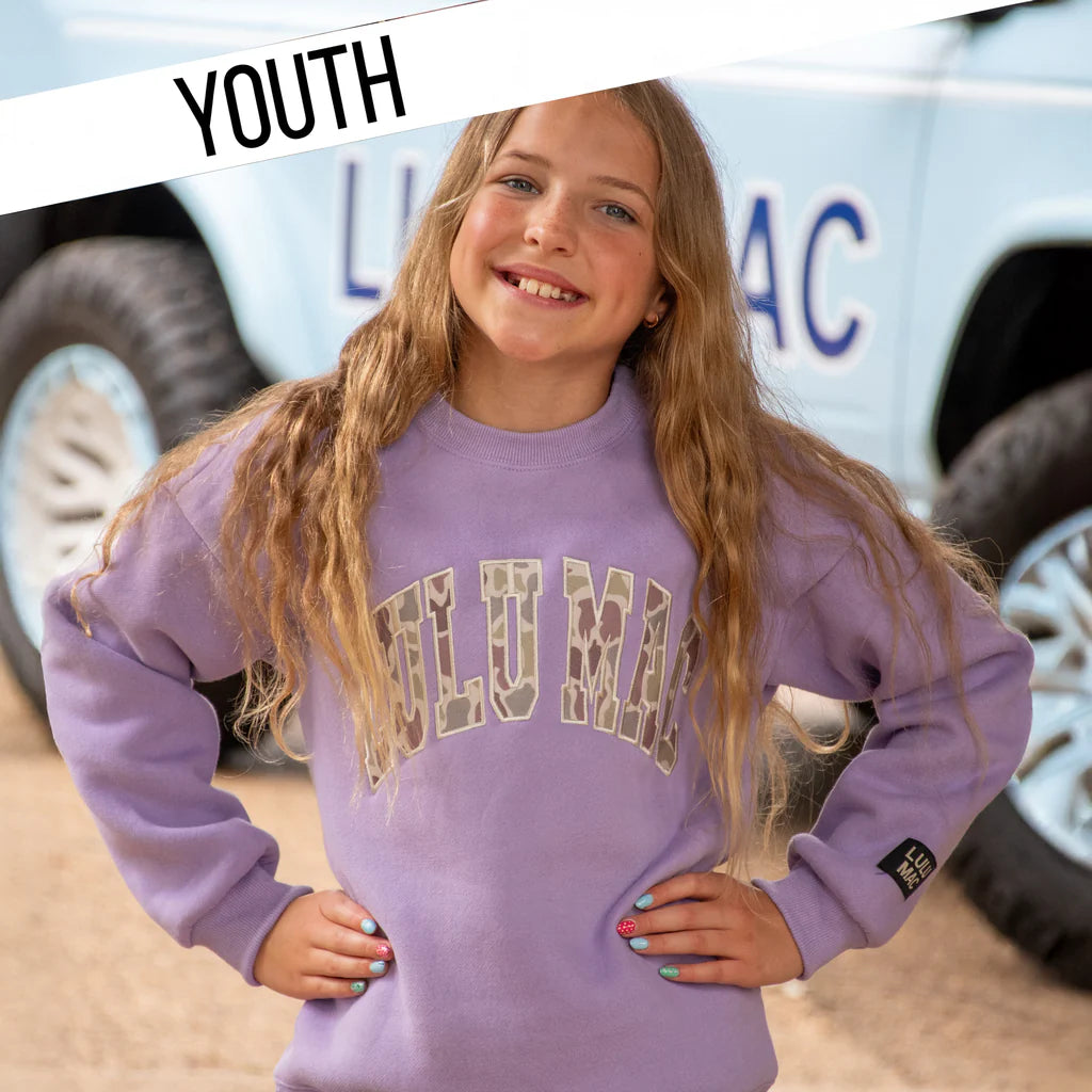 Youth Lavender Camo Sweatshirt