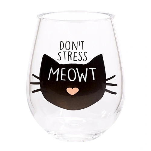 C.R. Gibson - Don't Stress Meowt Wine Glass
