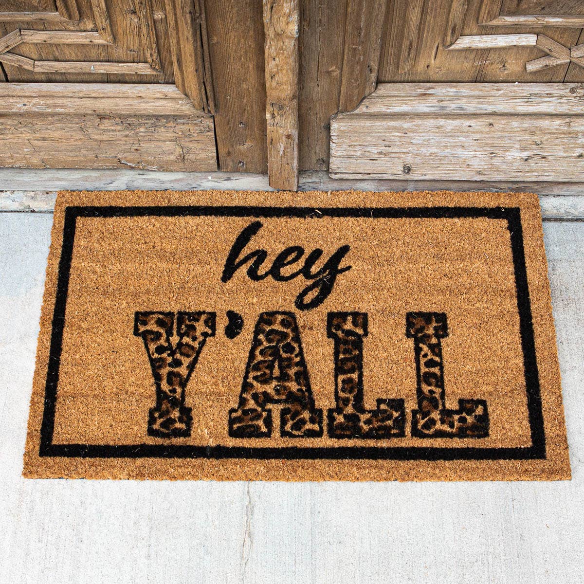 The Royal Standard- Hey Y'all Coir Doormat   Natural/Black/Brown  30x18