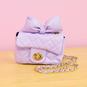 Mini Bow Quilted Crossbody - Purple