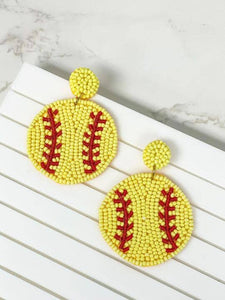 Softball Beaded Dangle Earrings